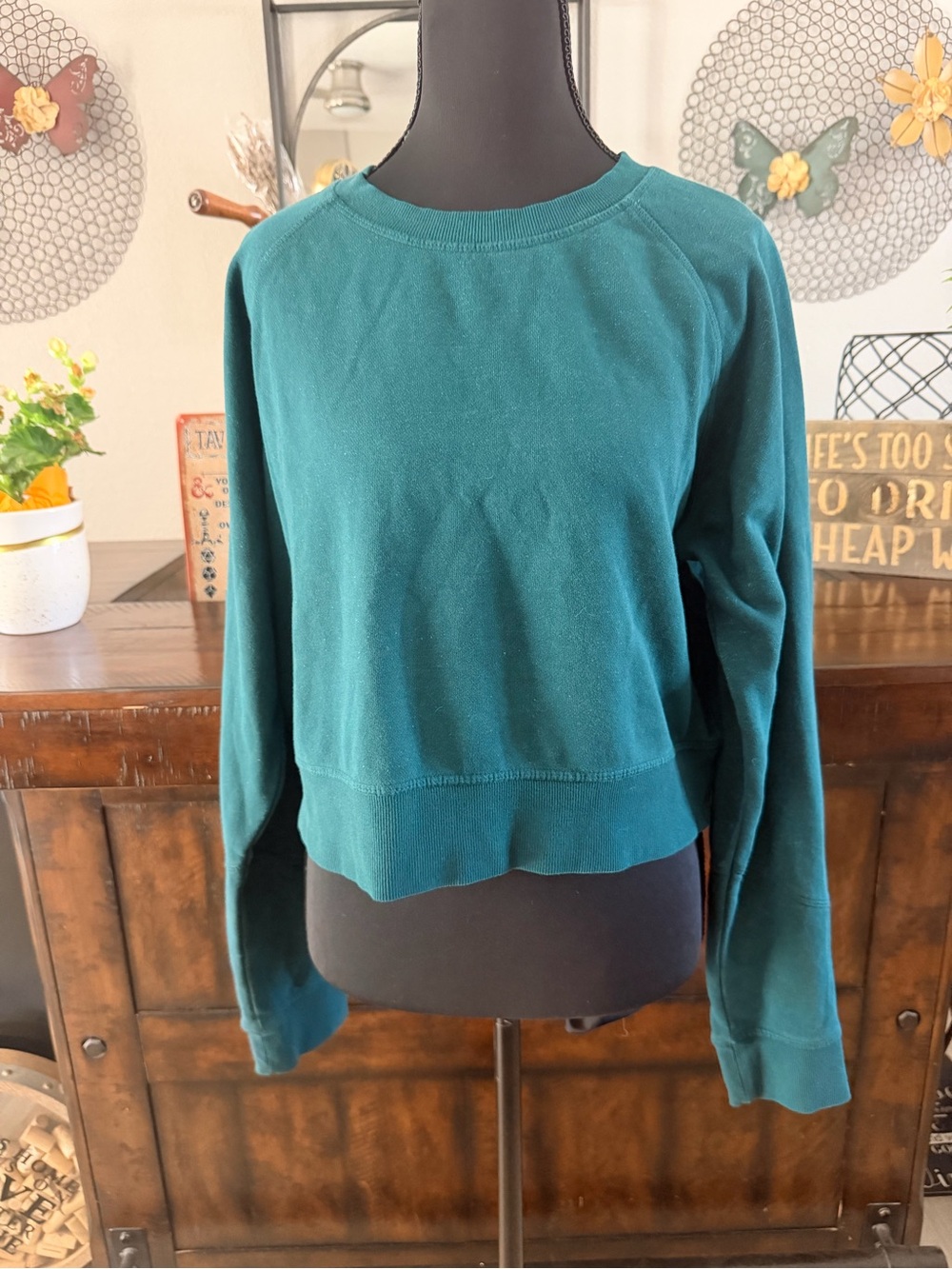 Crewneck Sweatshirt/ Brynn Cropped Fleece Teal